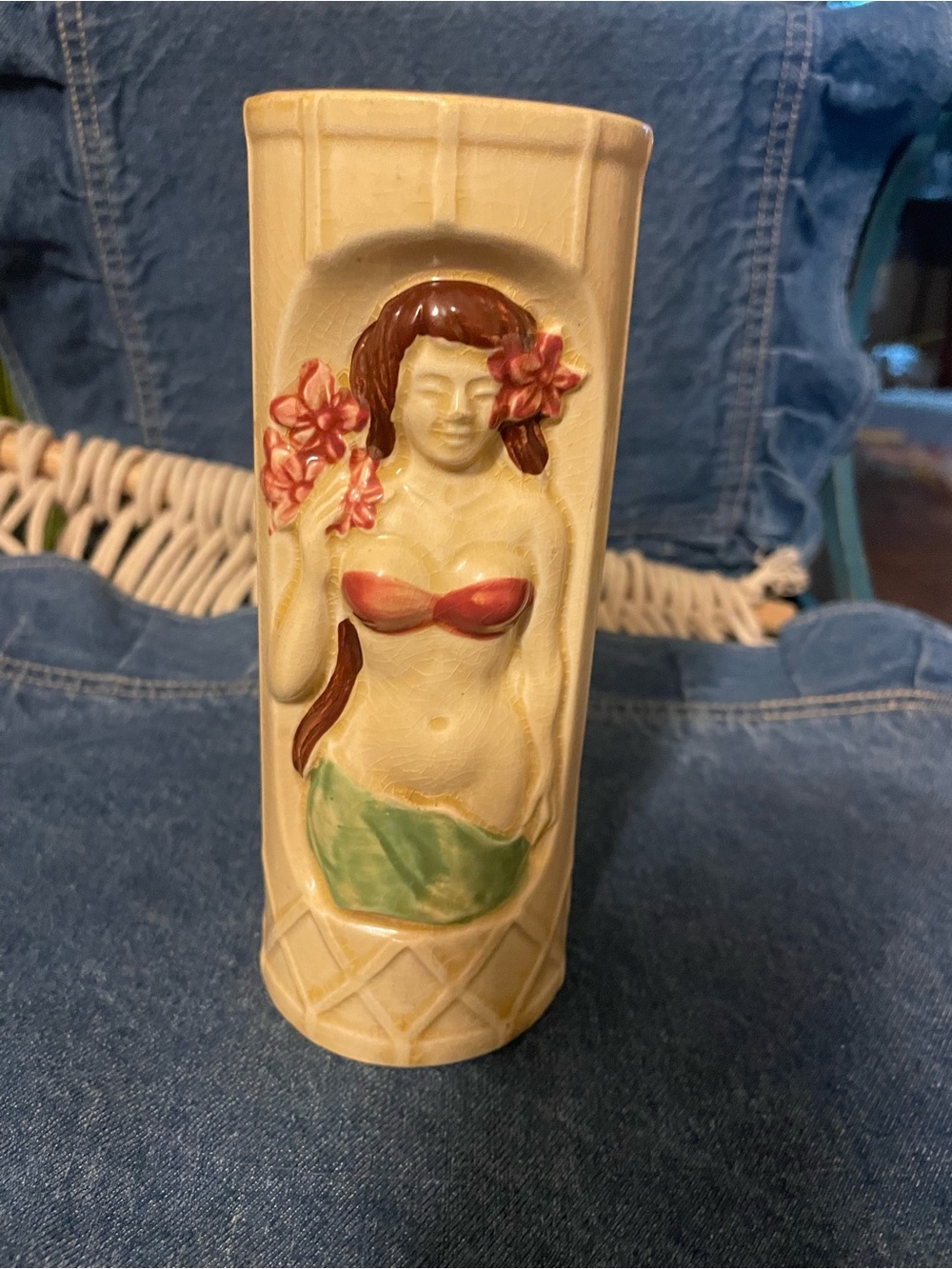 Orchids of Japan vintage 1979 tiki girl vase 🌺